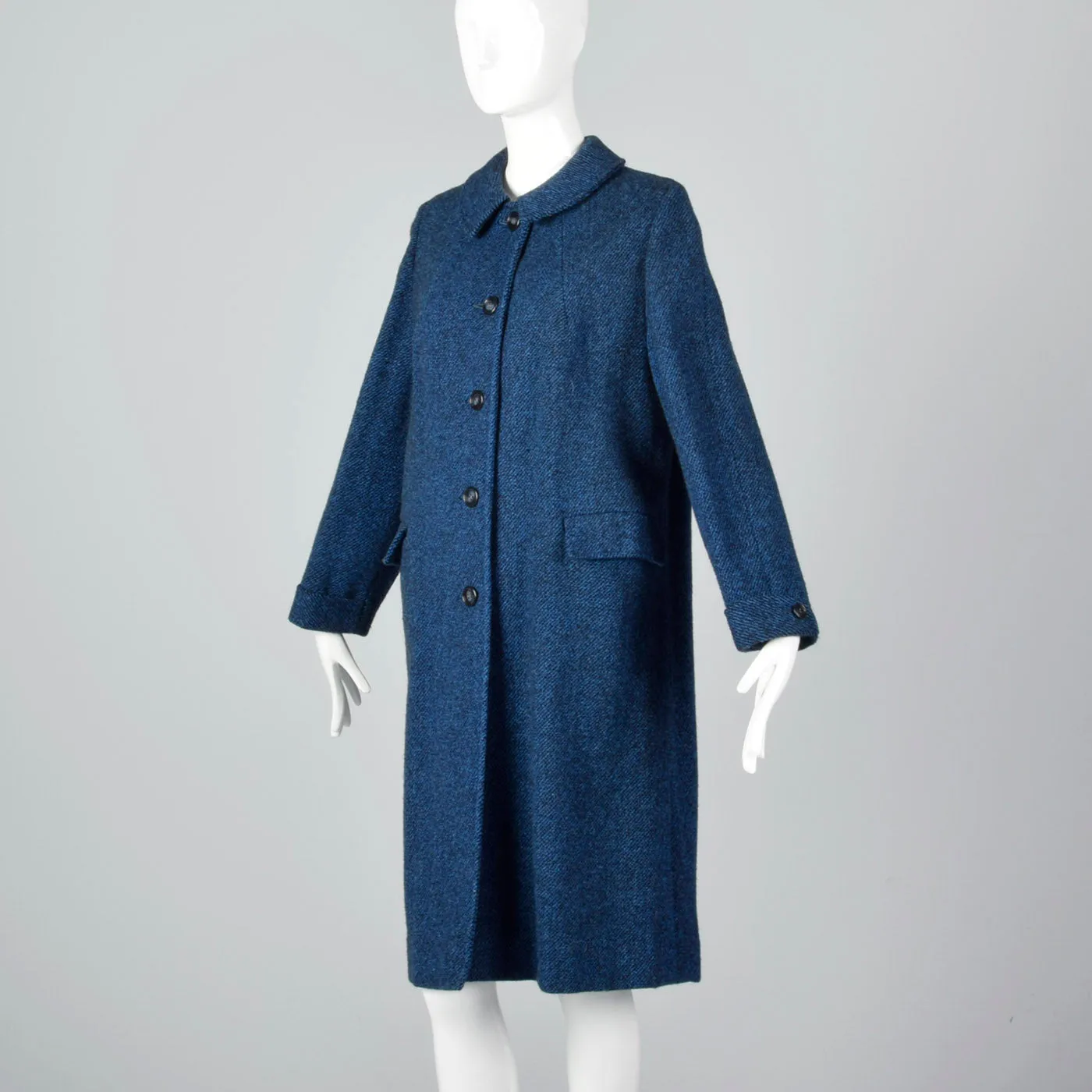 1950s Blue and Black Tweed Coat