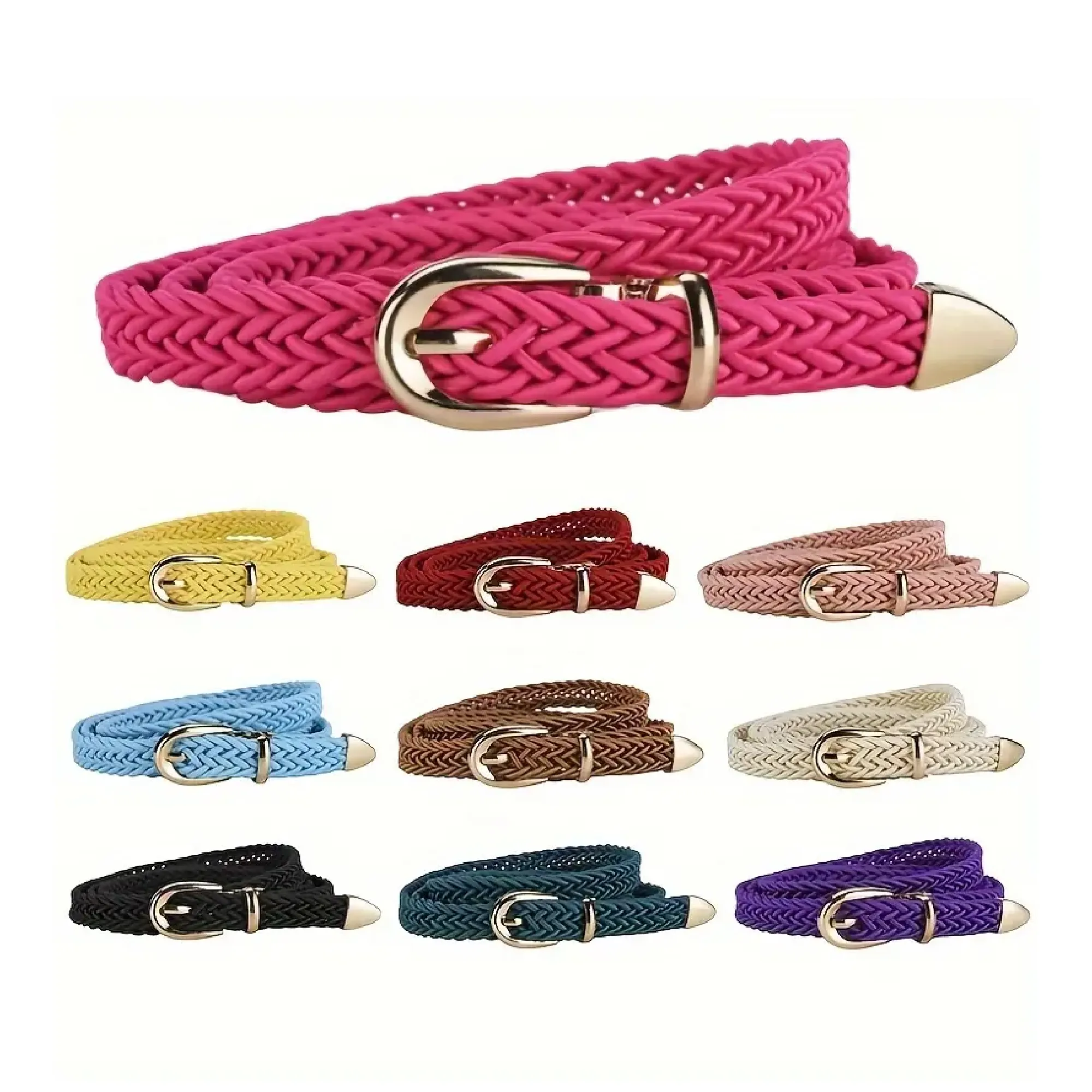 1pc Golf Belt For Women, Multicolor Fashion Belt, Pin Buckle Woven Belt, Suitable For Pants, Jeans