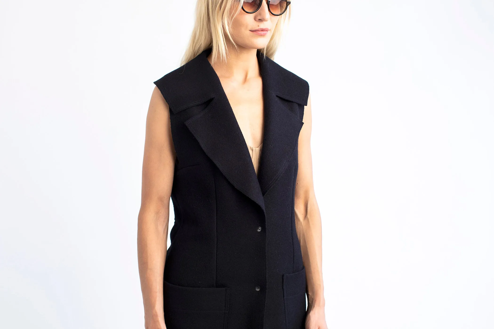 3 in 1 trench coat Magee’s Donegal artisan tweed & contrast black melton raw edge 100% wool