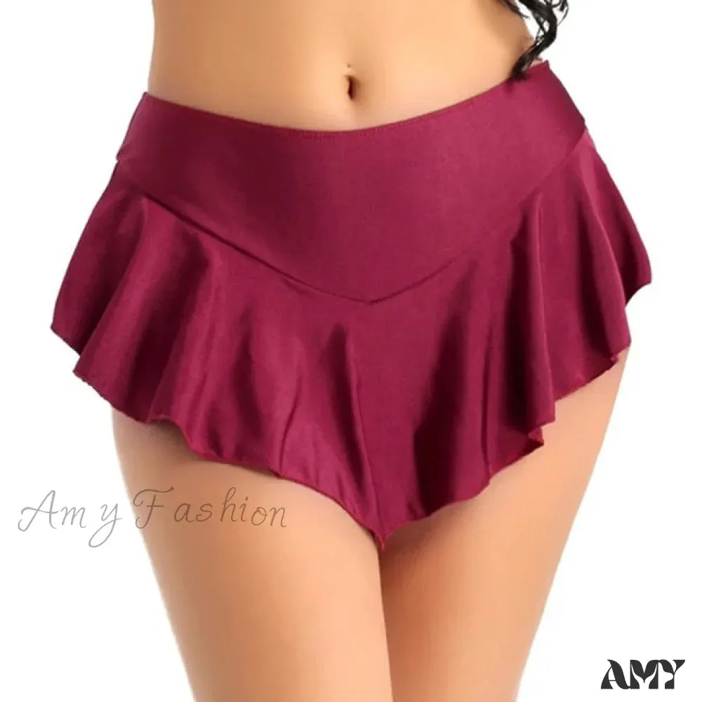 Amy Fashion - Micro Mini Dance Clubwear Metallic Pleated Skirt