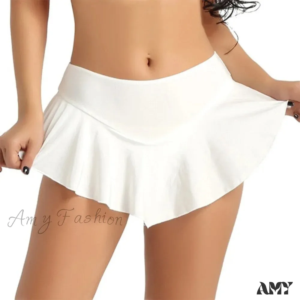 Amy Fashion - Micro Mini Dance Clubwear Metallic Pleated Skirt