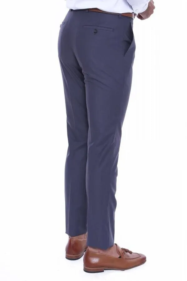 Anthracite Slim Fit Plain Men Pants - Wessi
