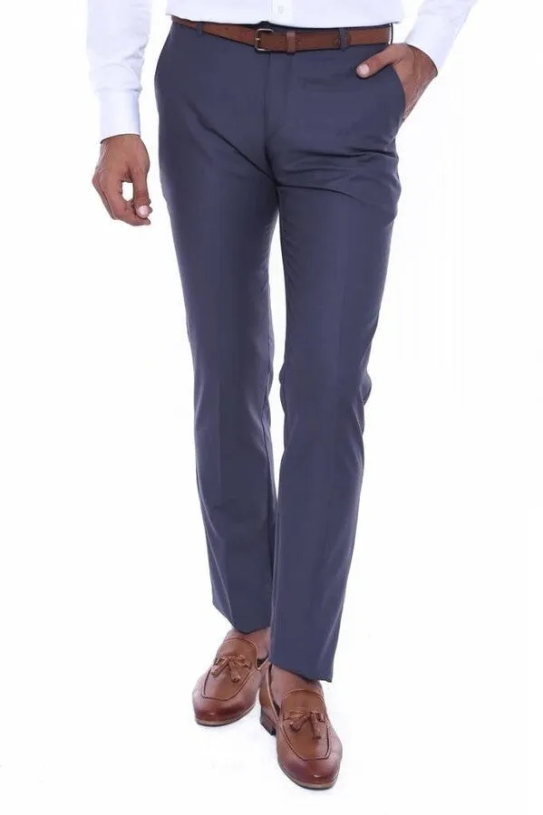 Anthracite Slim Fit Plain Men Pants - Wessi