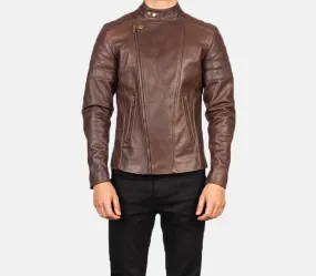BIKER-1425 MUSH Brown Leather Biker Jacket