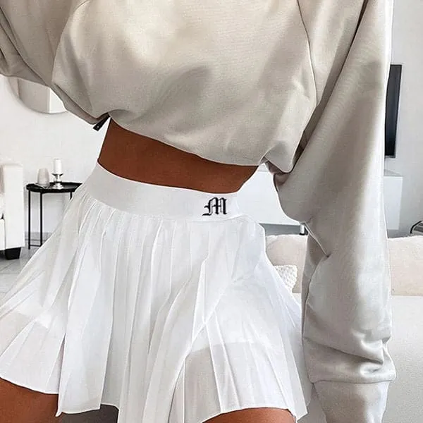 Black and White Pleated Skirt