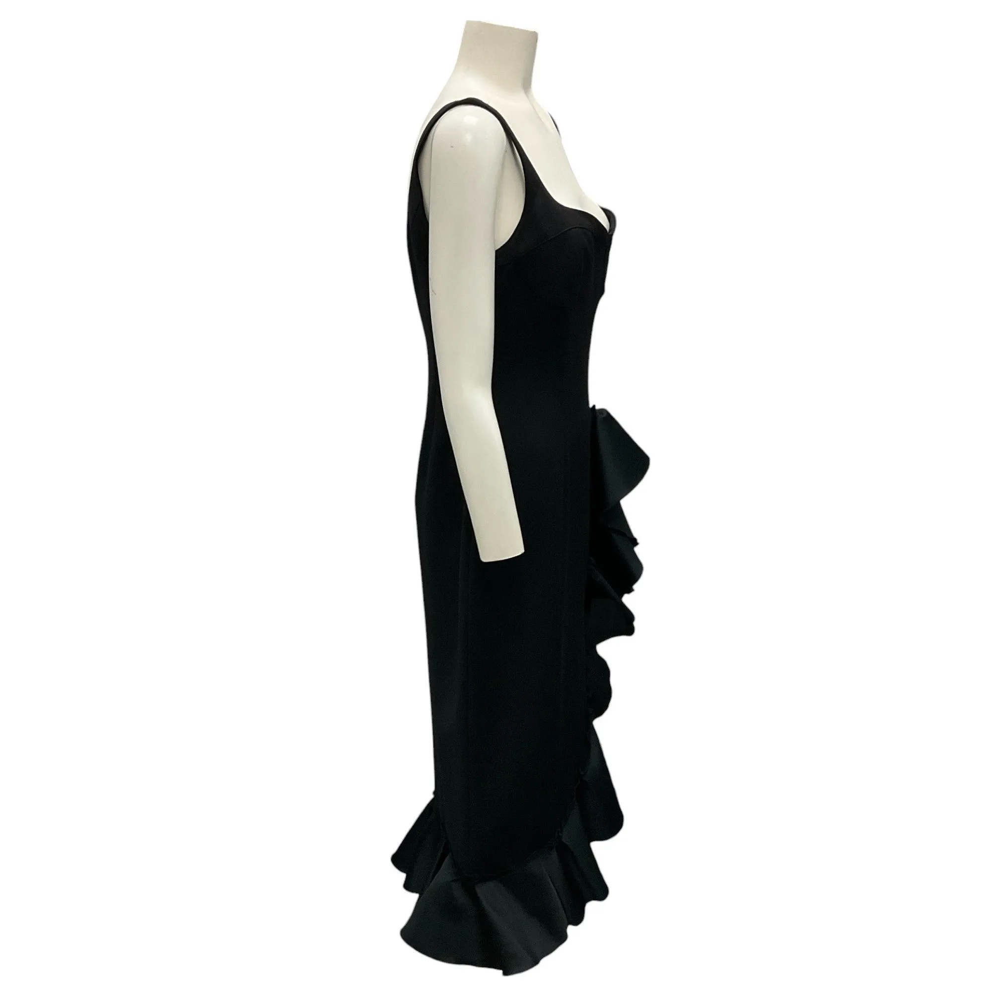 Carolina Herrera Black Sleeveless Bustier Midi Column Dress