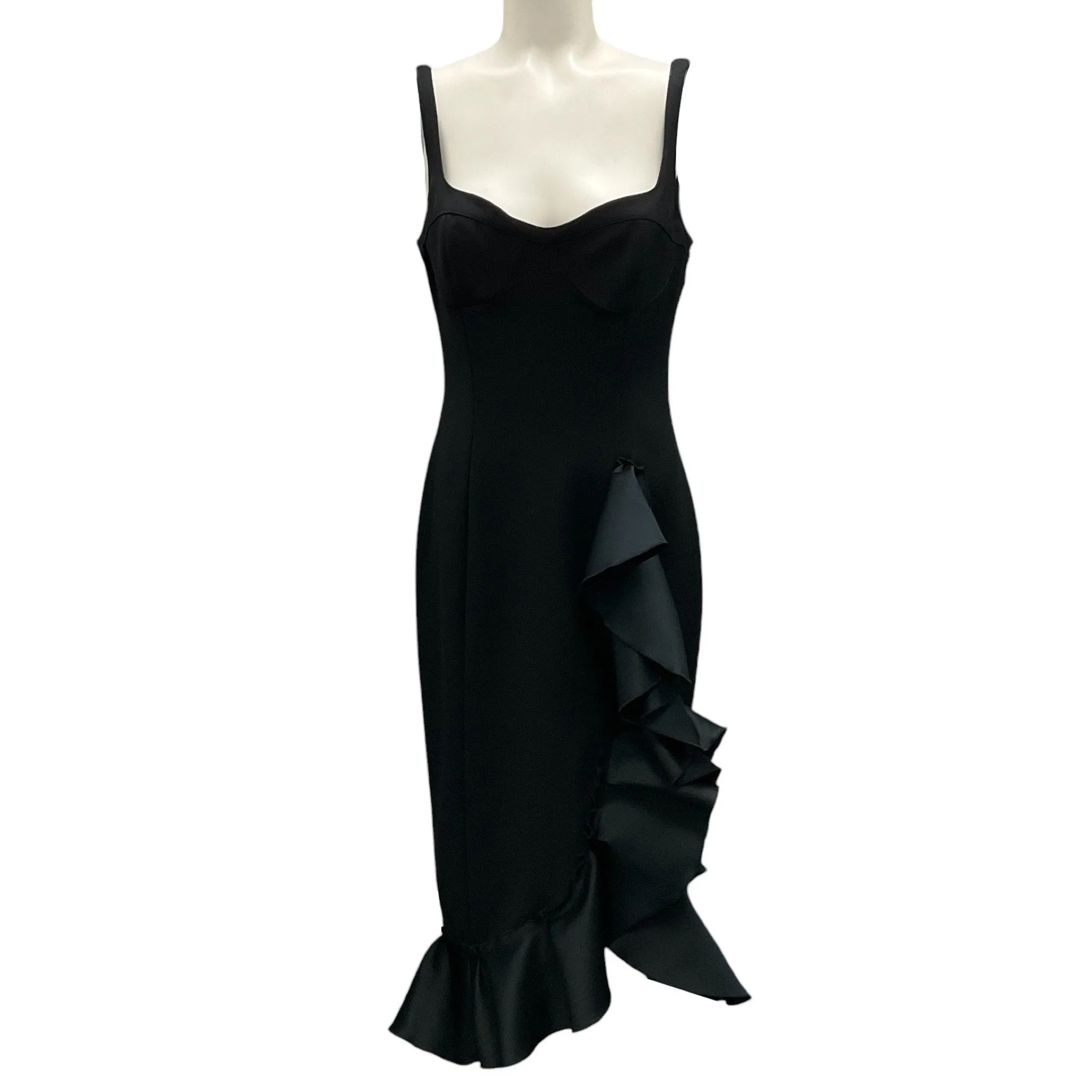 Carolina Herrera Black Sleeveless Bustier Midi Column Dress