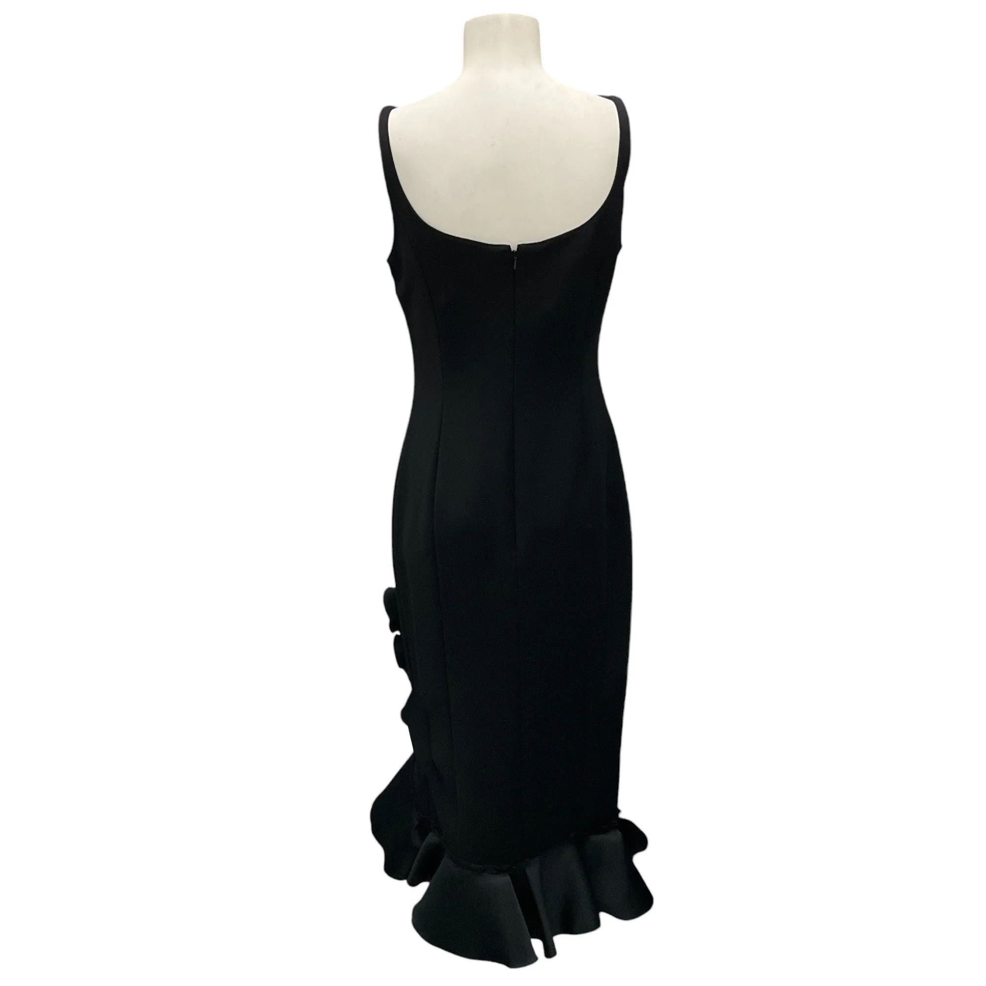 Carolina Herrera Black Sleeveless Bustier Midi Column Dress