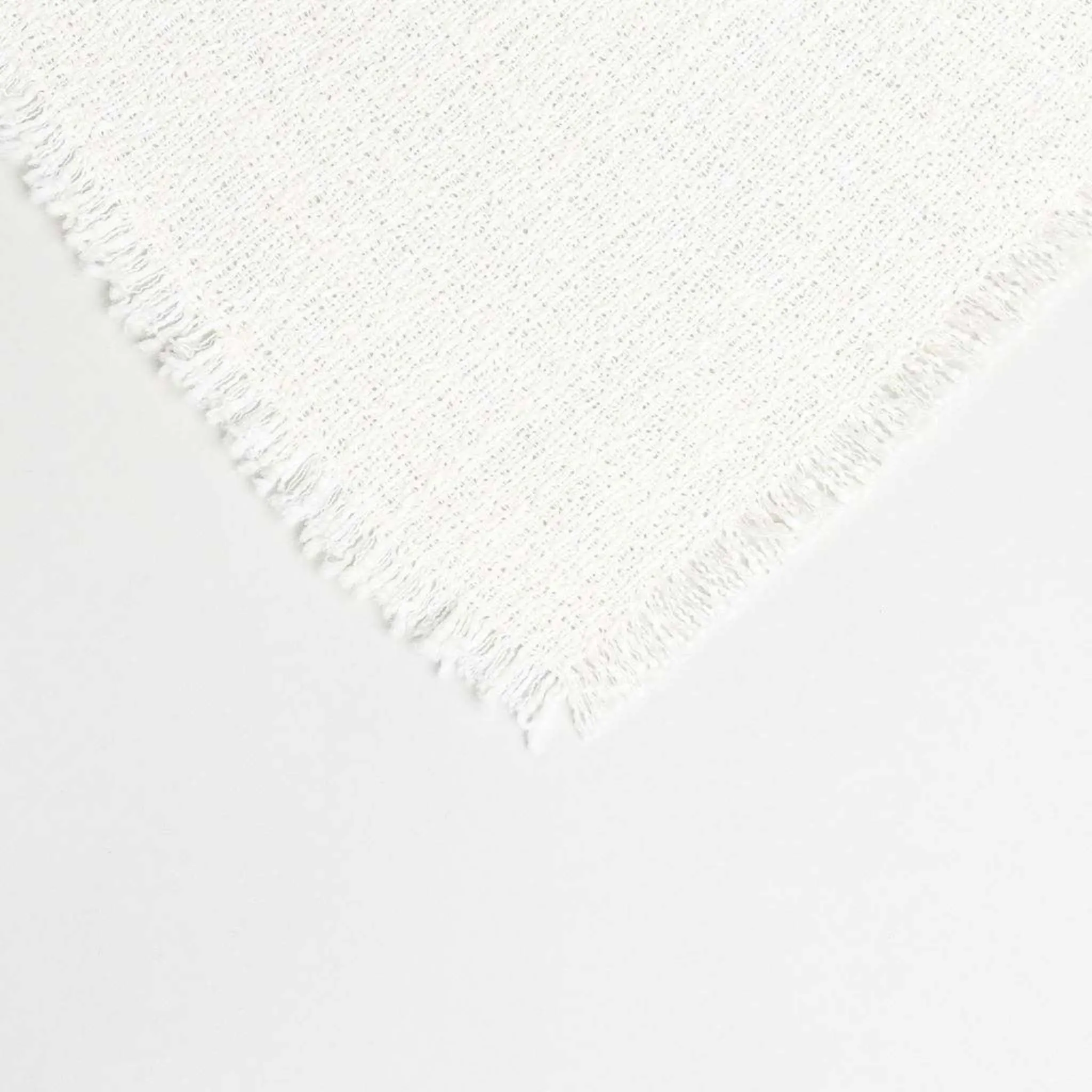 Cream Woolen Tweed Throw Blanket 57" x 70"  1" Fringe