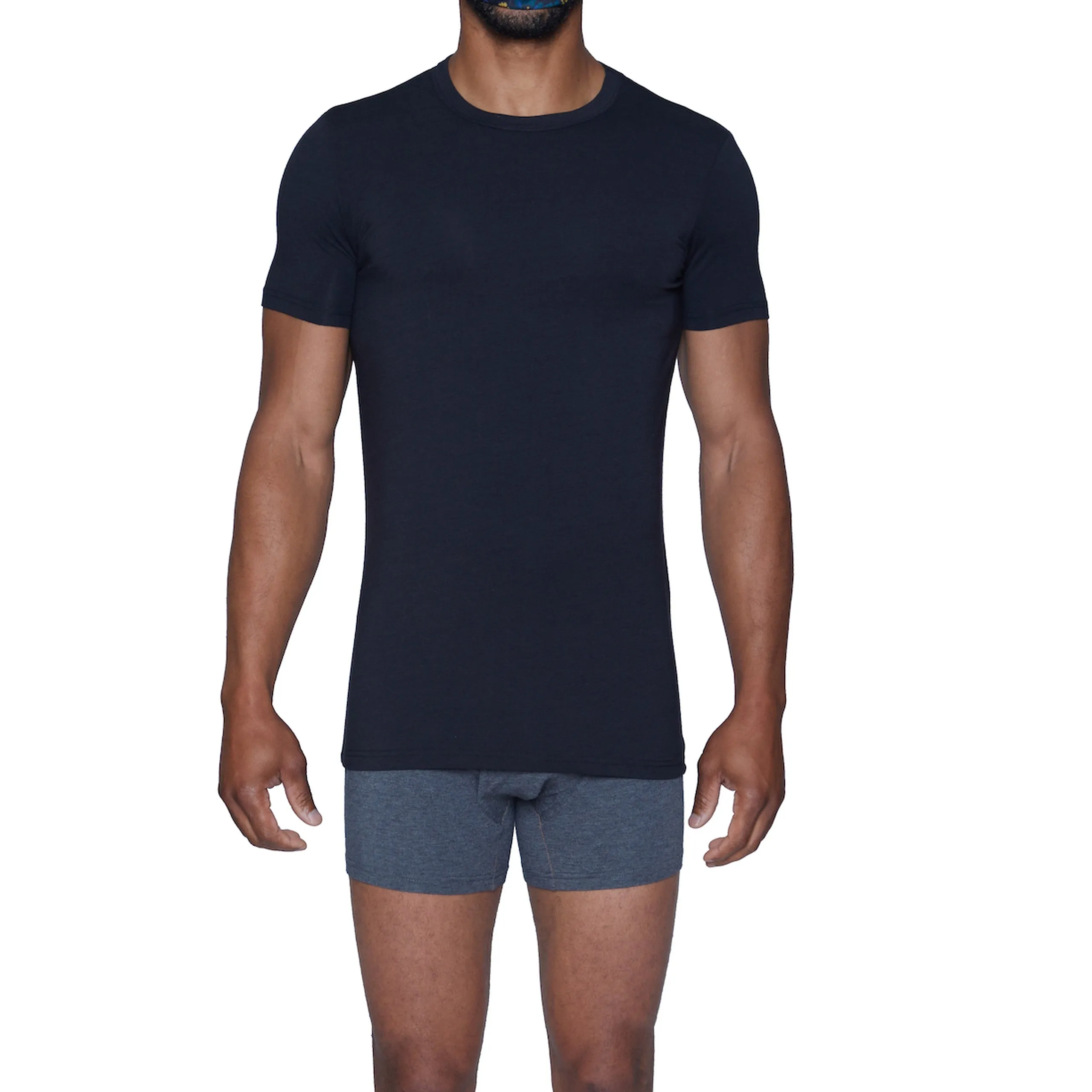 Crew Neck Undershirt in Black by Wood Underwear