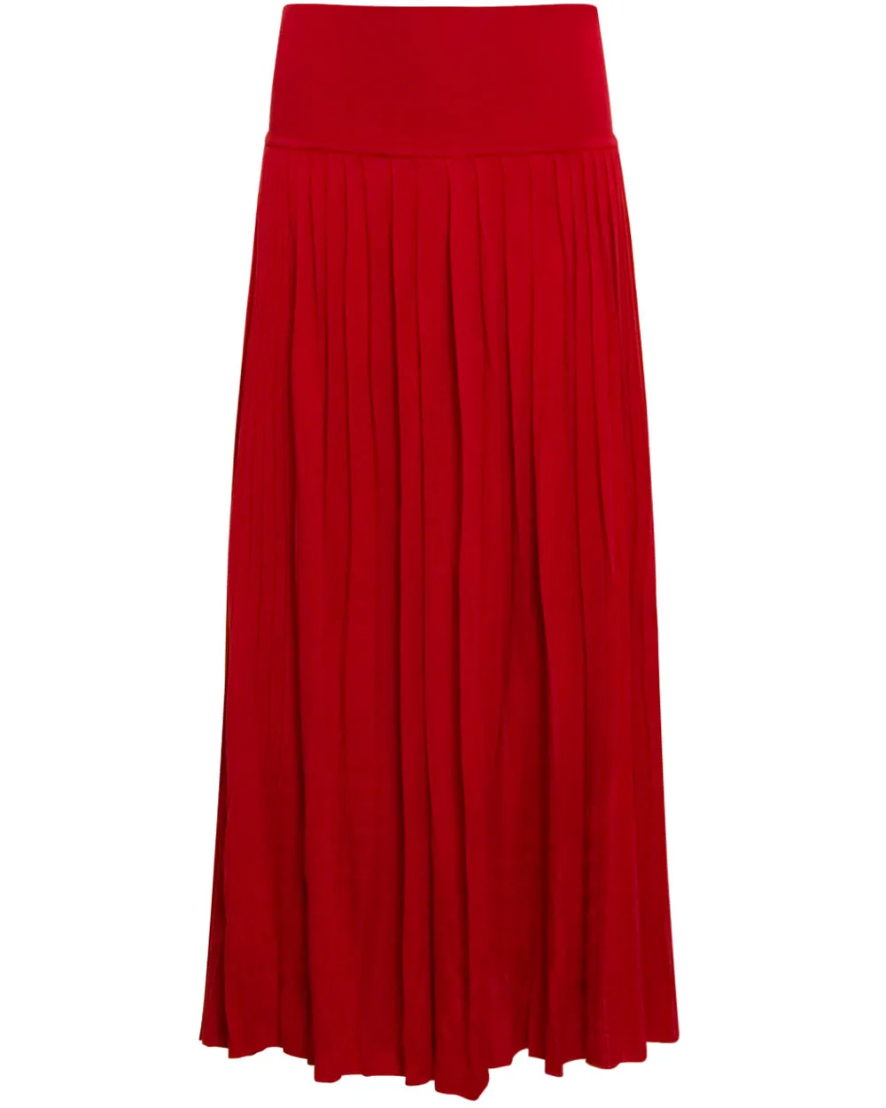 Crimson Silky Pleat Skirt