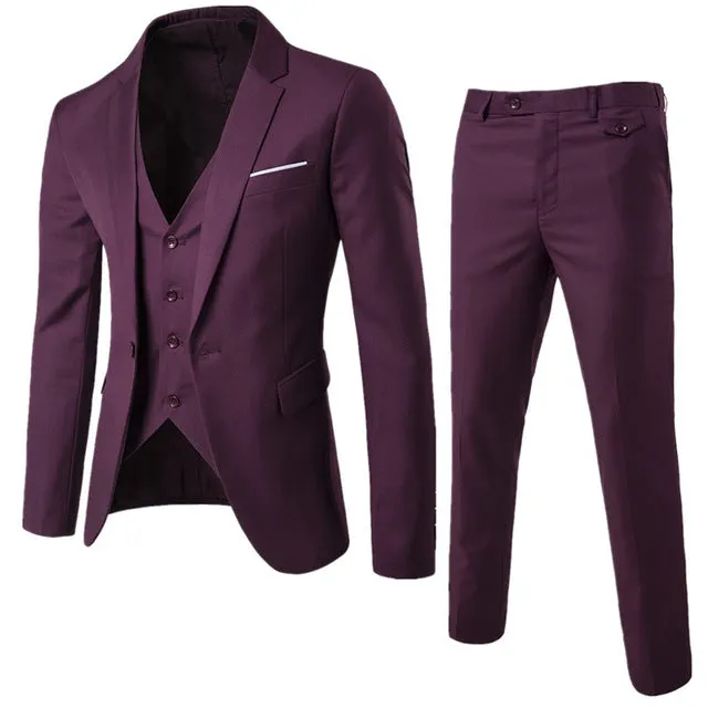 Elegant Suits With Pants Slim Fit Single Button Formal Dress