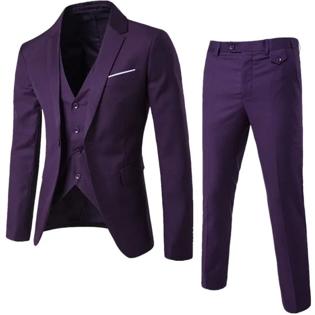Elegant Suits With Pants Slim Fit Single Button Formal Dress