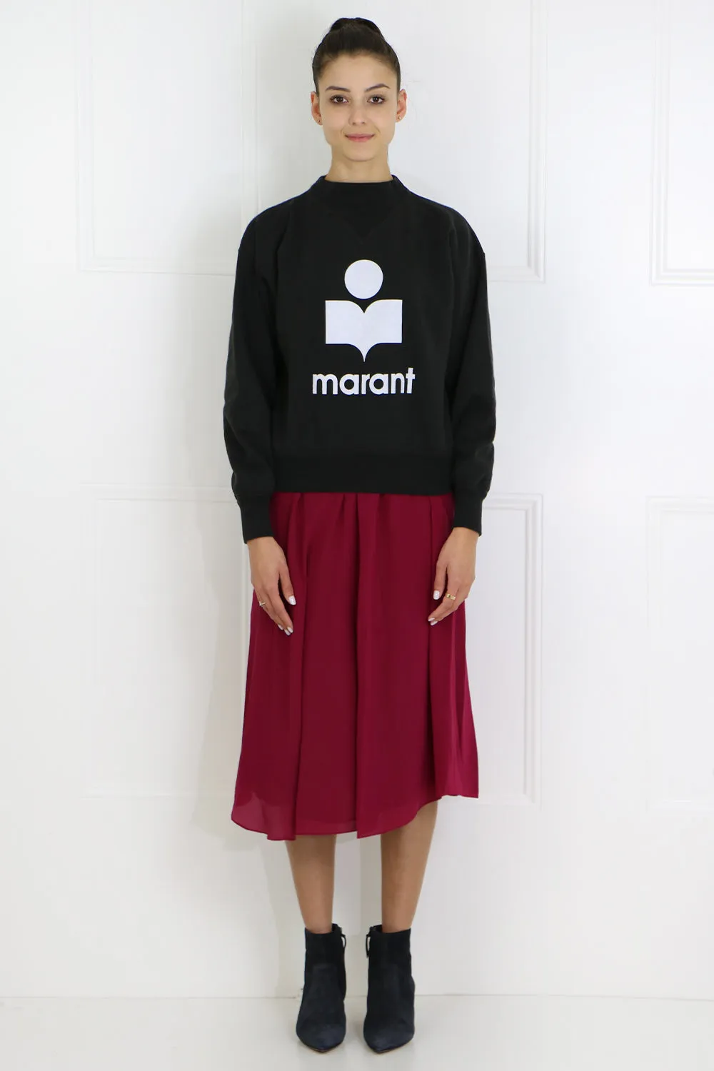 ETOILE YEBA PLEATED MIDI SKIRT | RASPBERRY