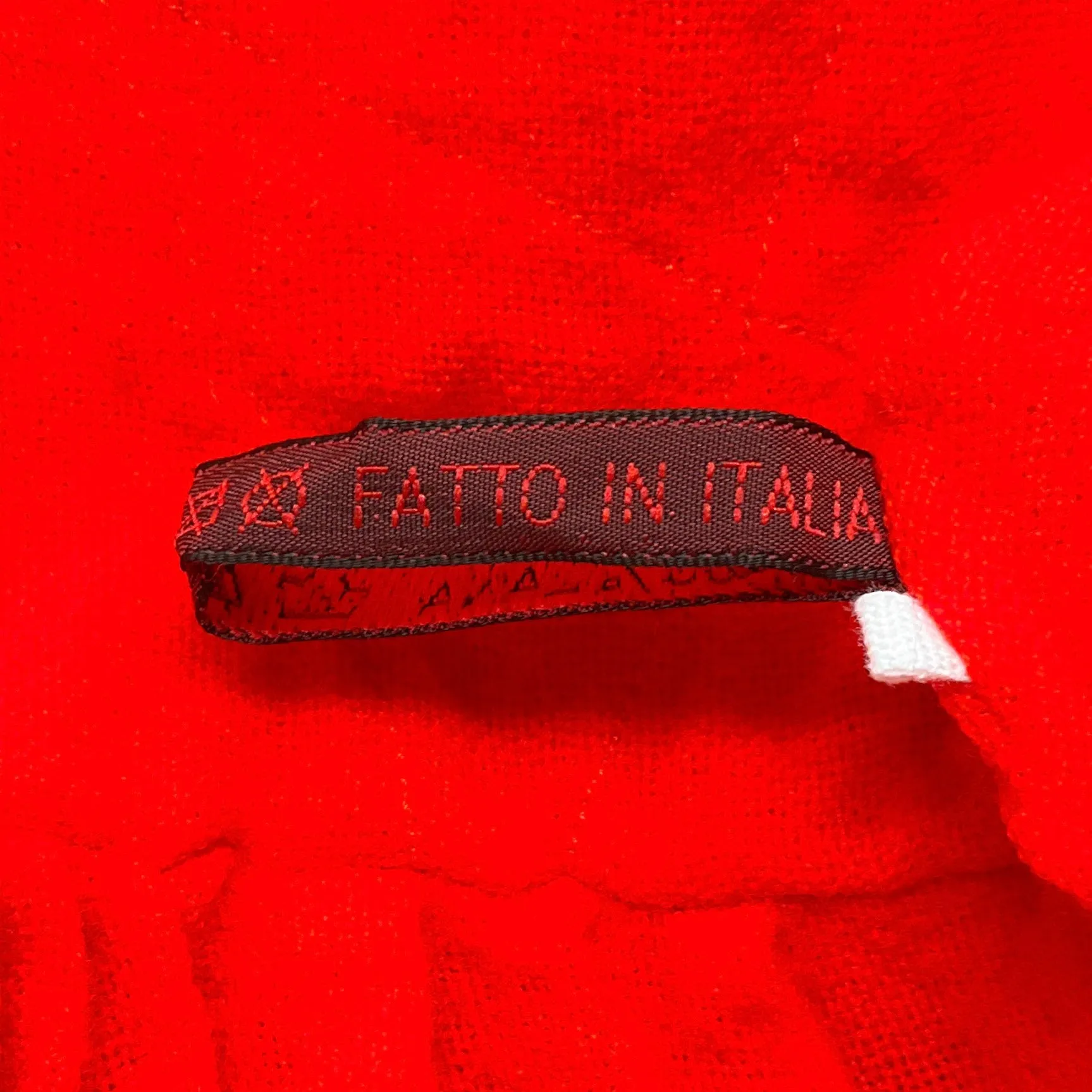 Fatto In Italia Red Wool Midi Dress with Tie