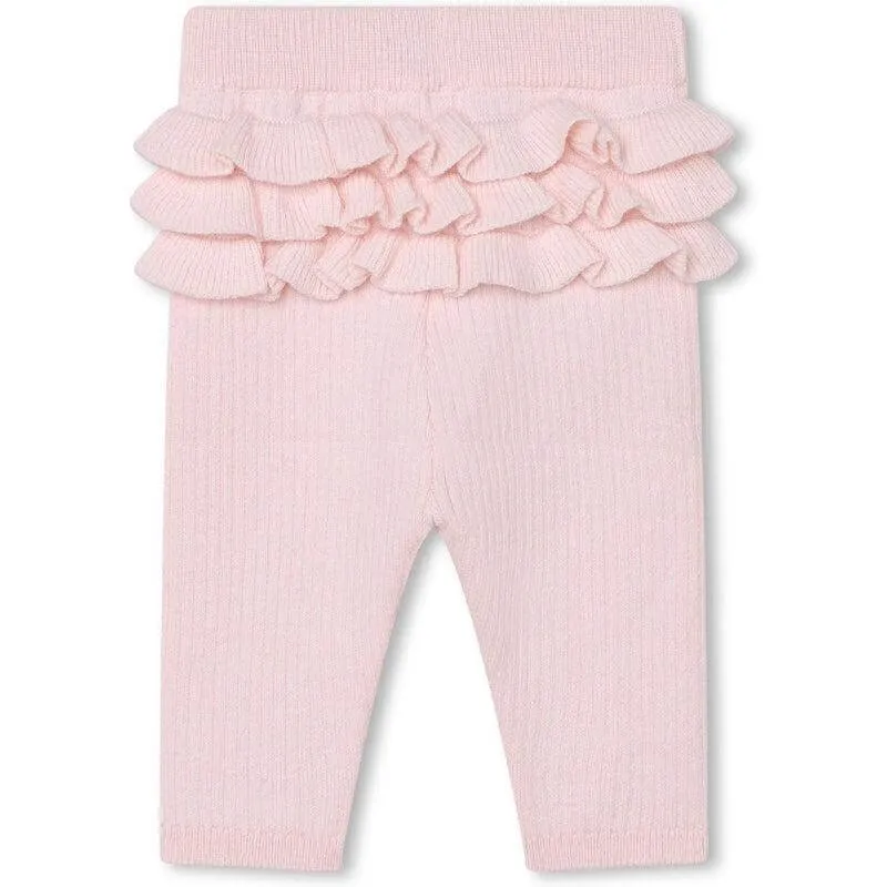 Girls Pink Kniited Leggings