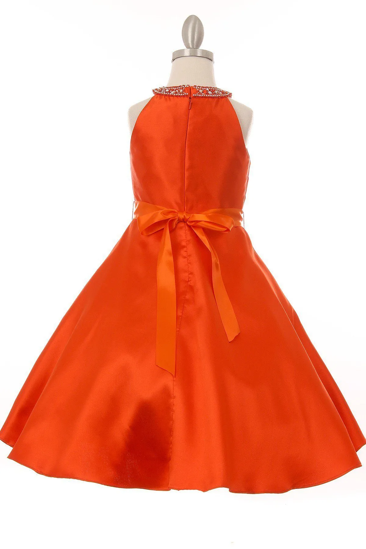 Girls Short Pleated Satin Dress by Cinderella Couture 5073