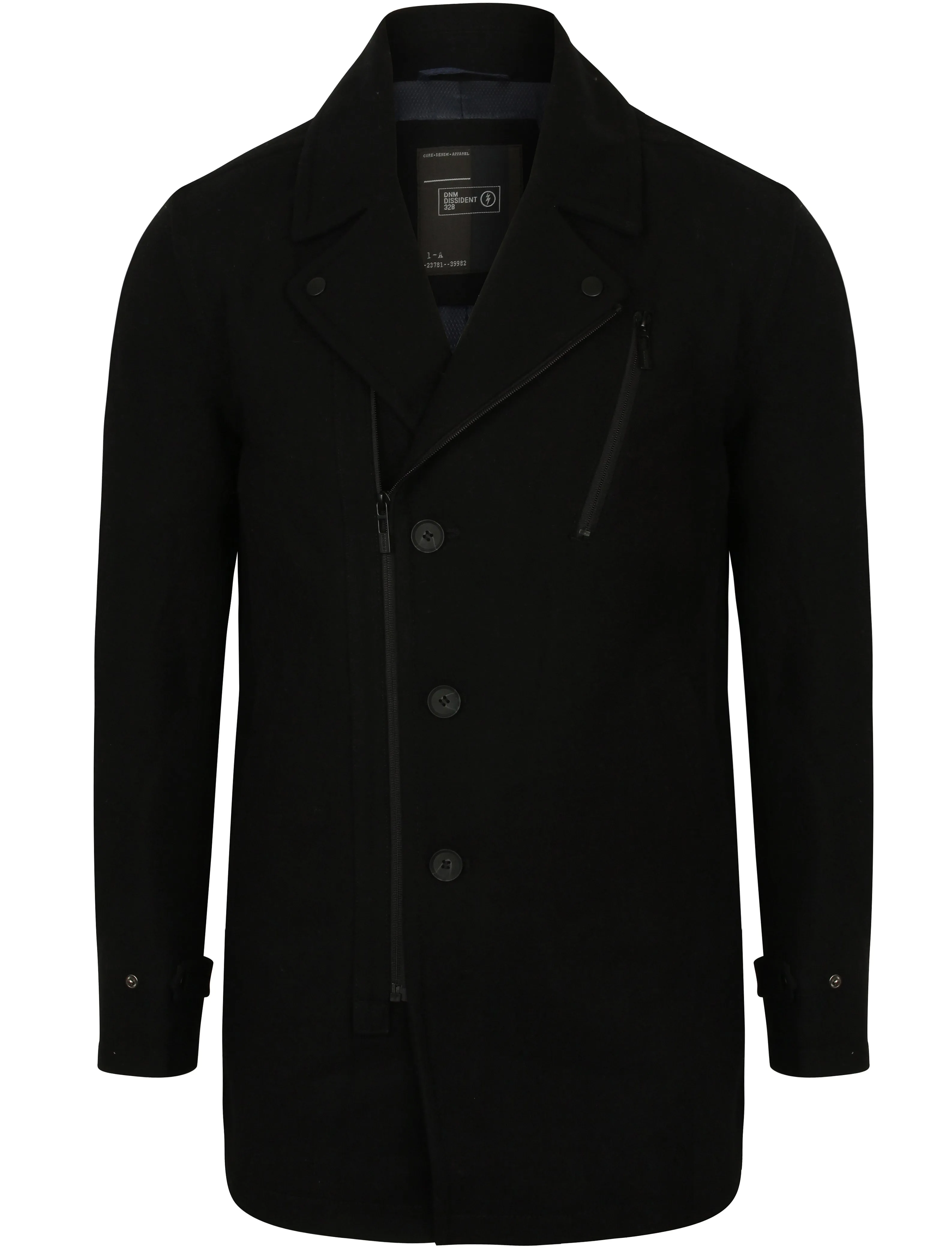Hurbanova Biker Style Wool Rich Coat in Black - Dissident