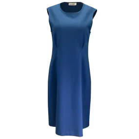 Jil Sander Teal Sleeveless Wool Stretch Midi Dress