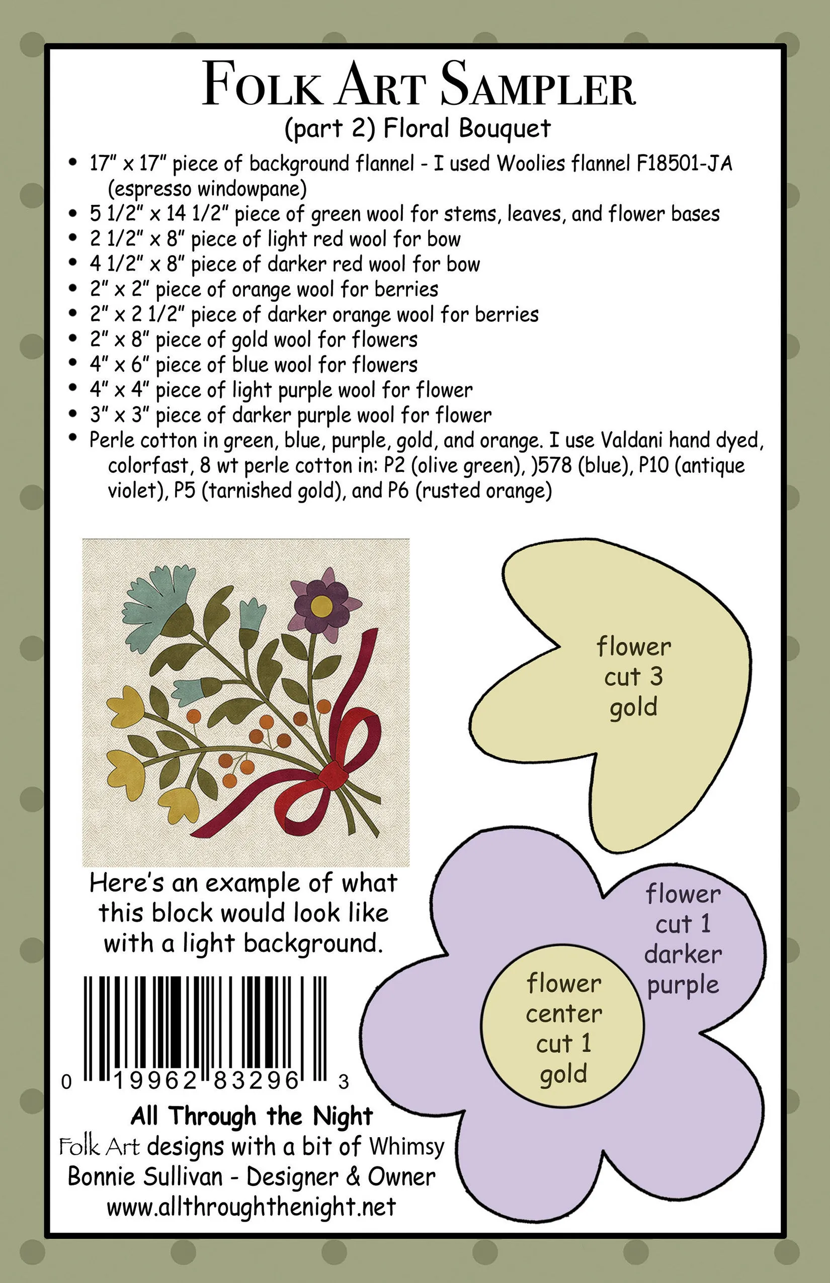 #KB2202 Folk Art Sampler Floral Bouquet