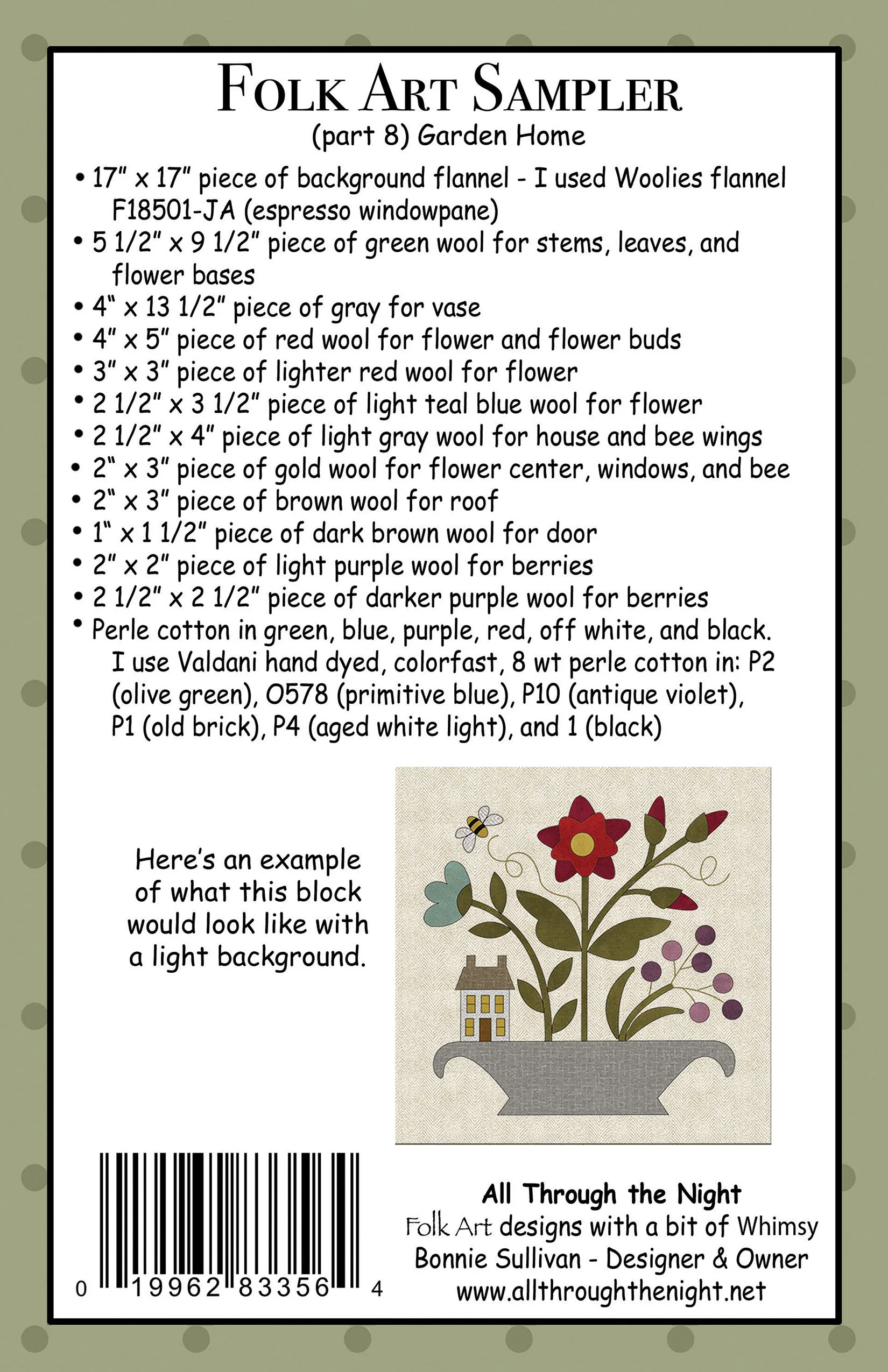 #KB2208 Folk Art Sampler Garden Home