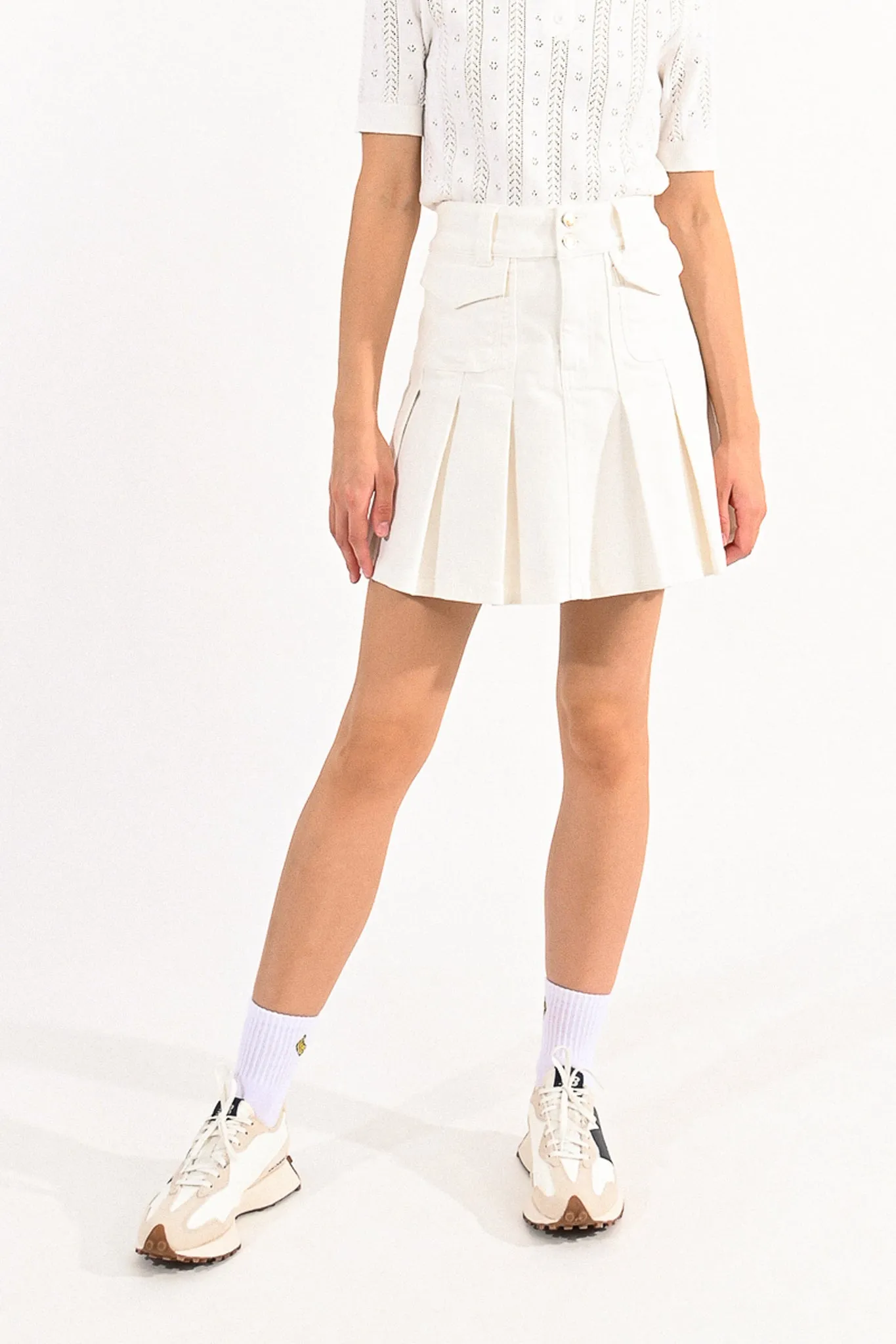 Lili Sidonio White Pleated Tennis Like Skirt