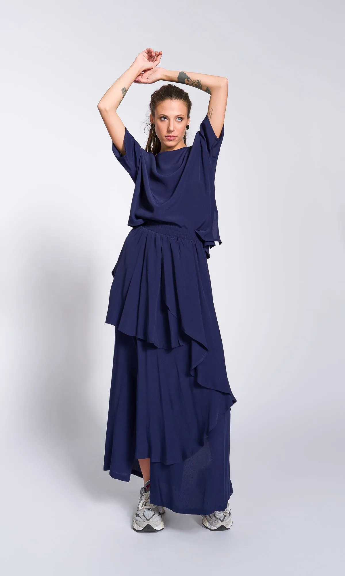 Loose T-Shirt with Asymmetric Hem