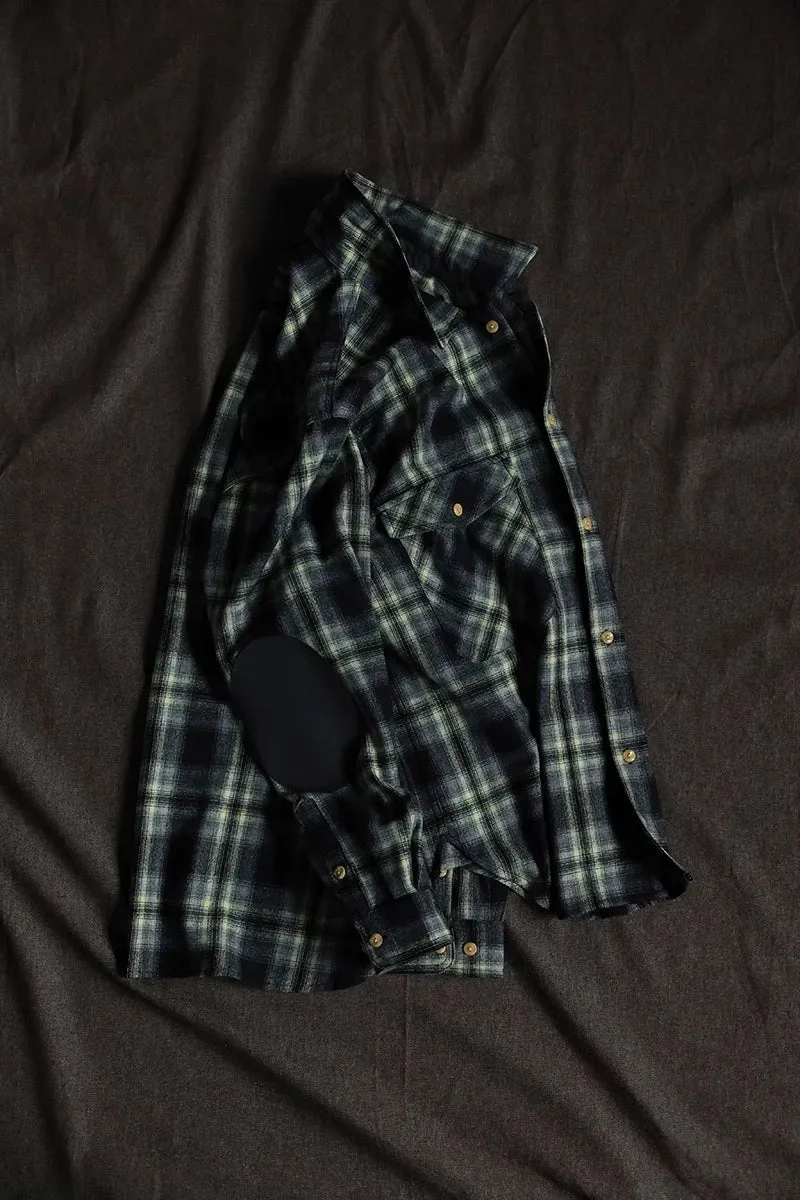 Men's Flannel Shirt Western Cowboy with Long Sleeves and Pocket - Plaid