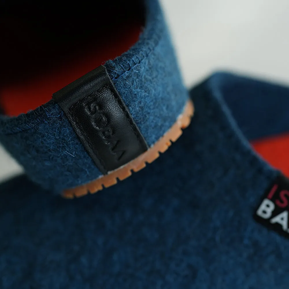 Merino Wool Blend Slippers (Petrol/Orange)