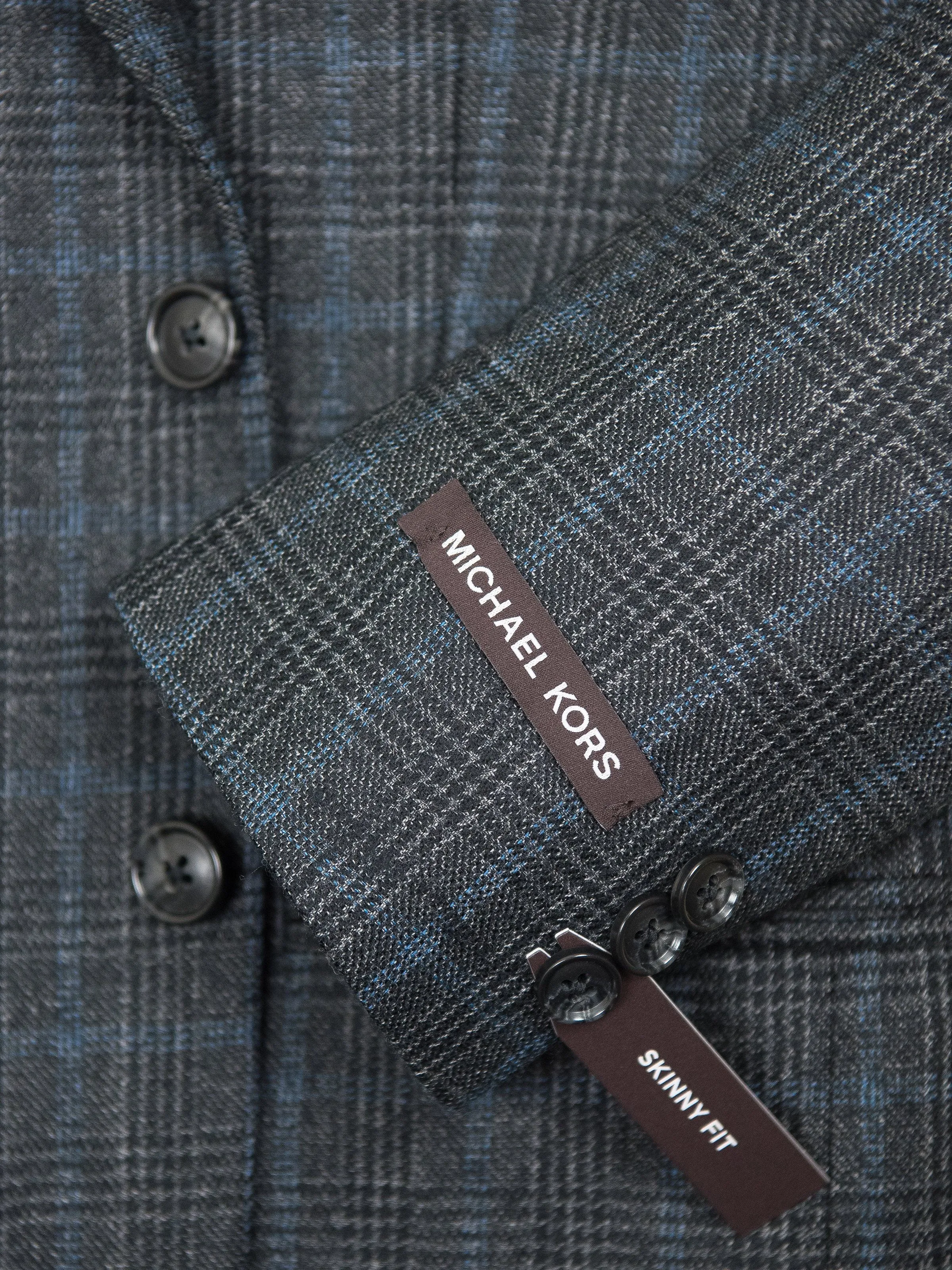 Michael Kors 27266 Boy's Sport Coat - Skinny Fit- Plaid - Charcoal