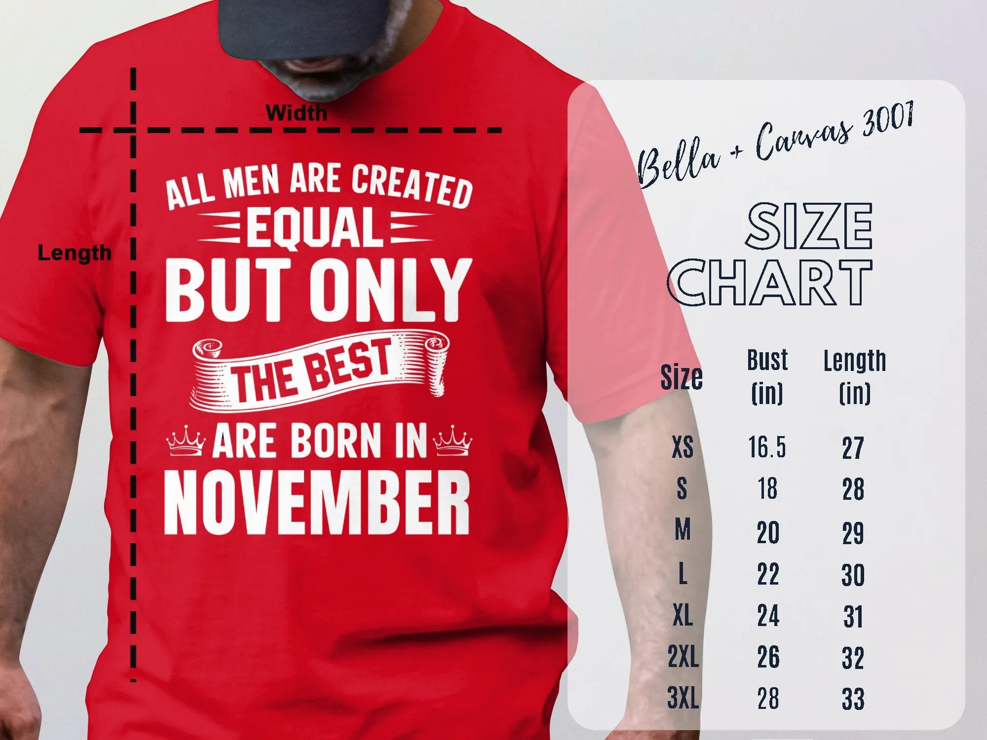 November Birthday T-Shirt, All Men Are Equal Best Born November Tee, Men's Graphic Shirt, Unique Birthday Gift, Scorpio Sagittarius Top