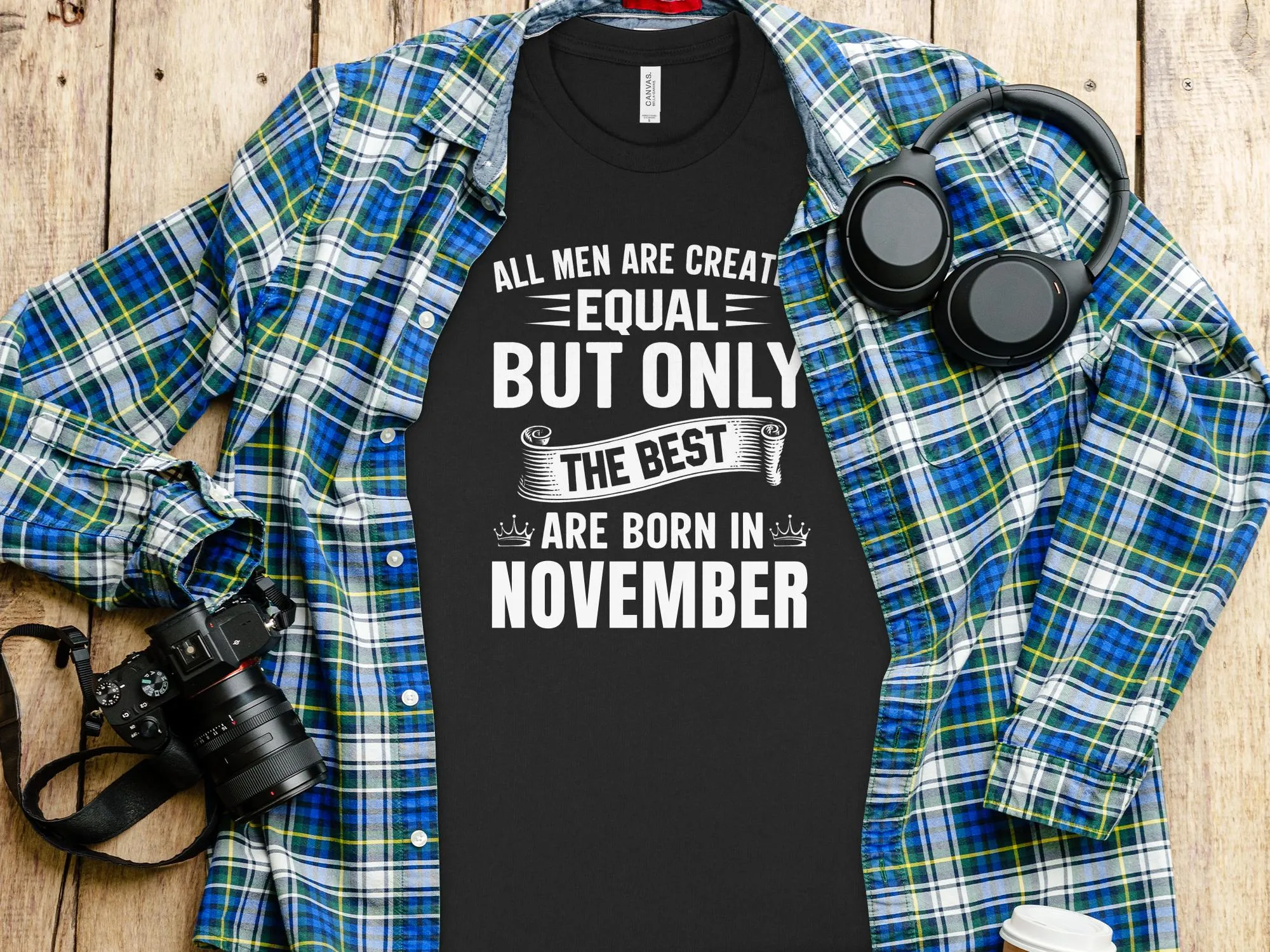 November Birthday T-Shirt, All Men Are Equal Best Born November Tee, Men's Graphic Shirt, Unique Birthday Gift, Scorpio Sagittarius Top