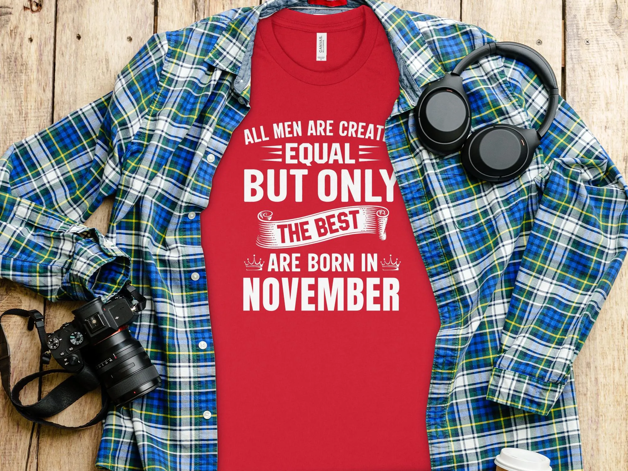 November Birthday T-Shirt, All Men Are Equal Best Born November Tee, Men's Graphic Shirt, Unique Birthday Gift, Scorpio Sagittarius Top