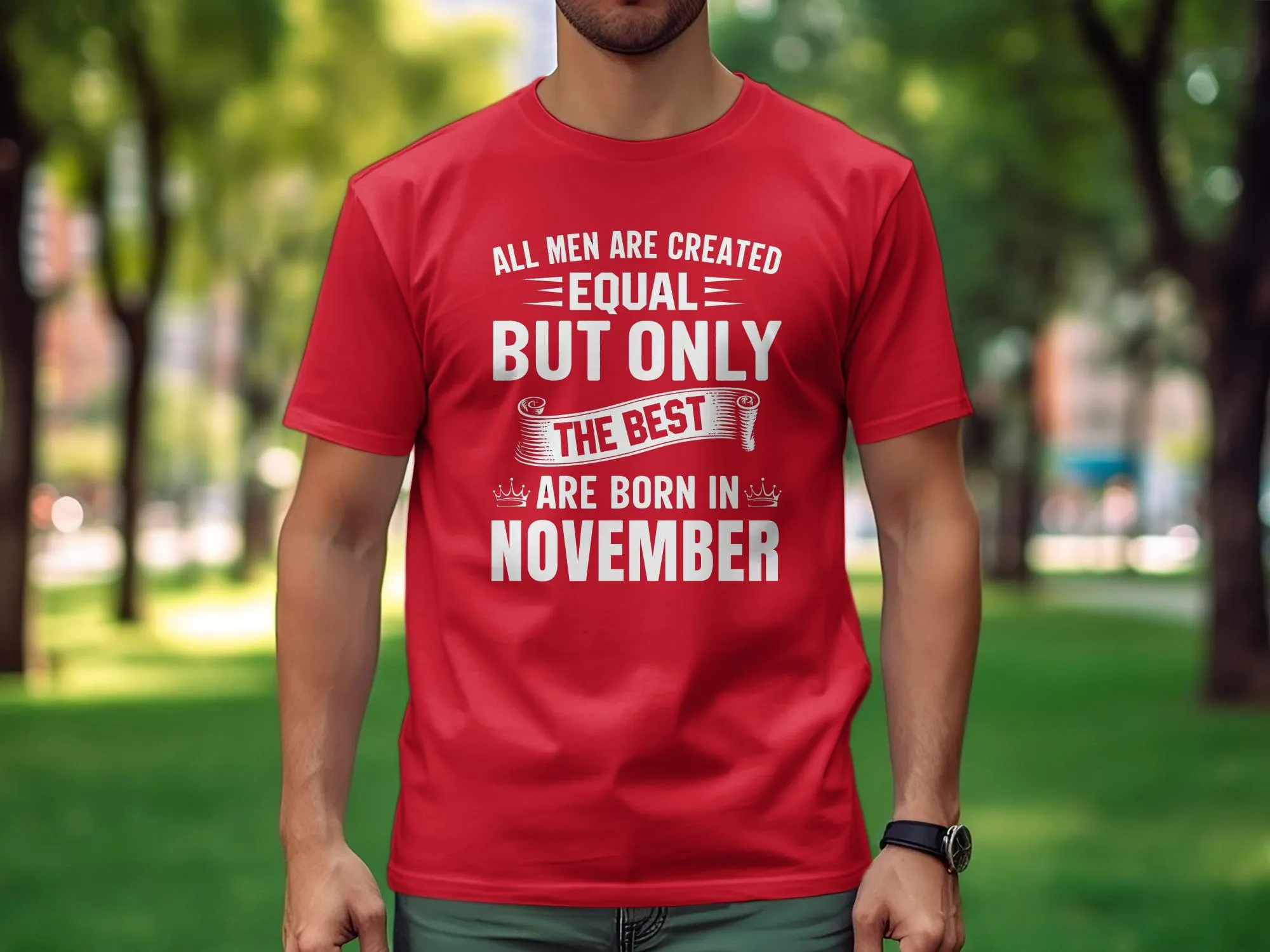 November Birthday T-Shirt, All Men Are Equal Best Born November Tee, Men's Graphic Shirt, Unique Birthday Gift, Scorpio Sagittarius Top