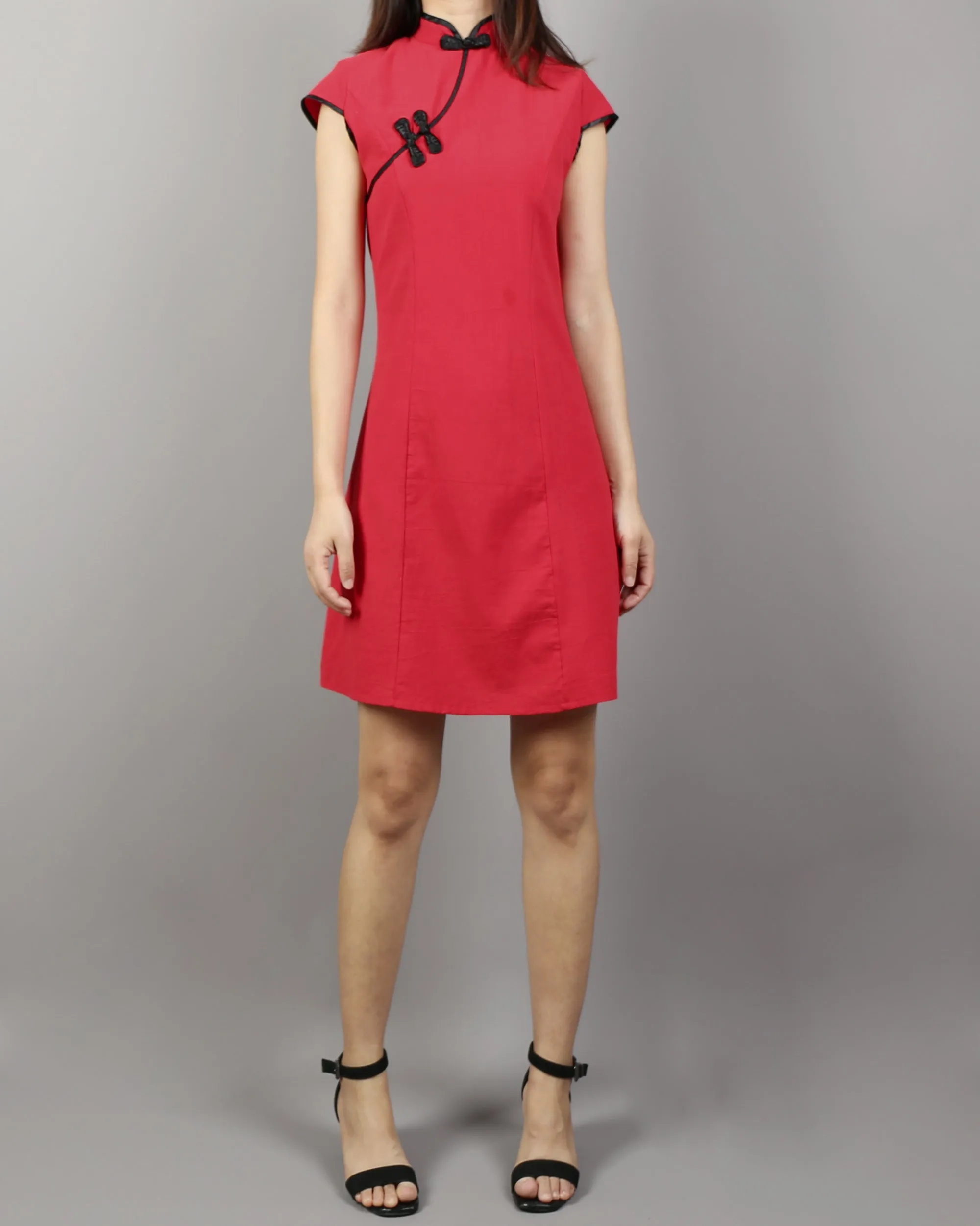 Short sleeve dress, Linen dress, Cheongsam dress, Chinese Vintage dress, Asian style lace dress, Modern Cheongsam, Qipao dress(Q1058)