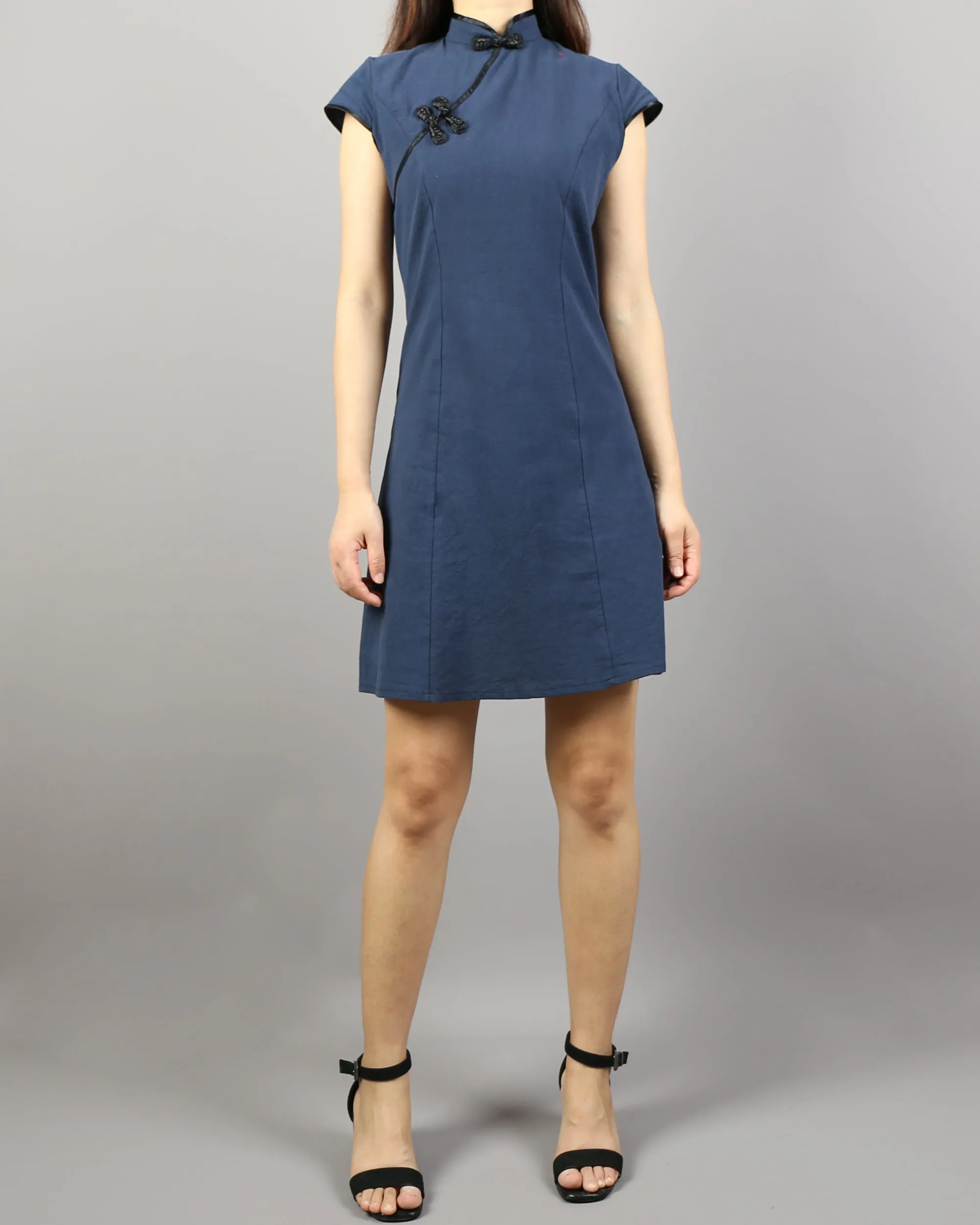 Short sleeve dress, Linen dress, Cheongsam dress, Chinese Vintage dress, Asian style lace dress, Modern Cheongsam, Qipao dress(Q1058)
