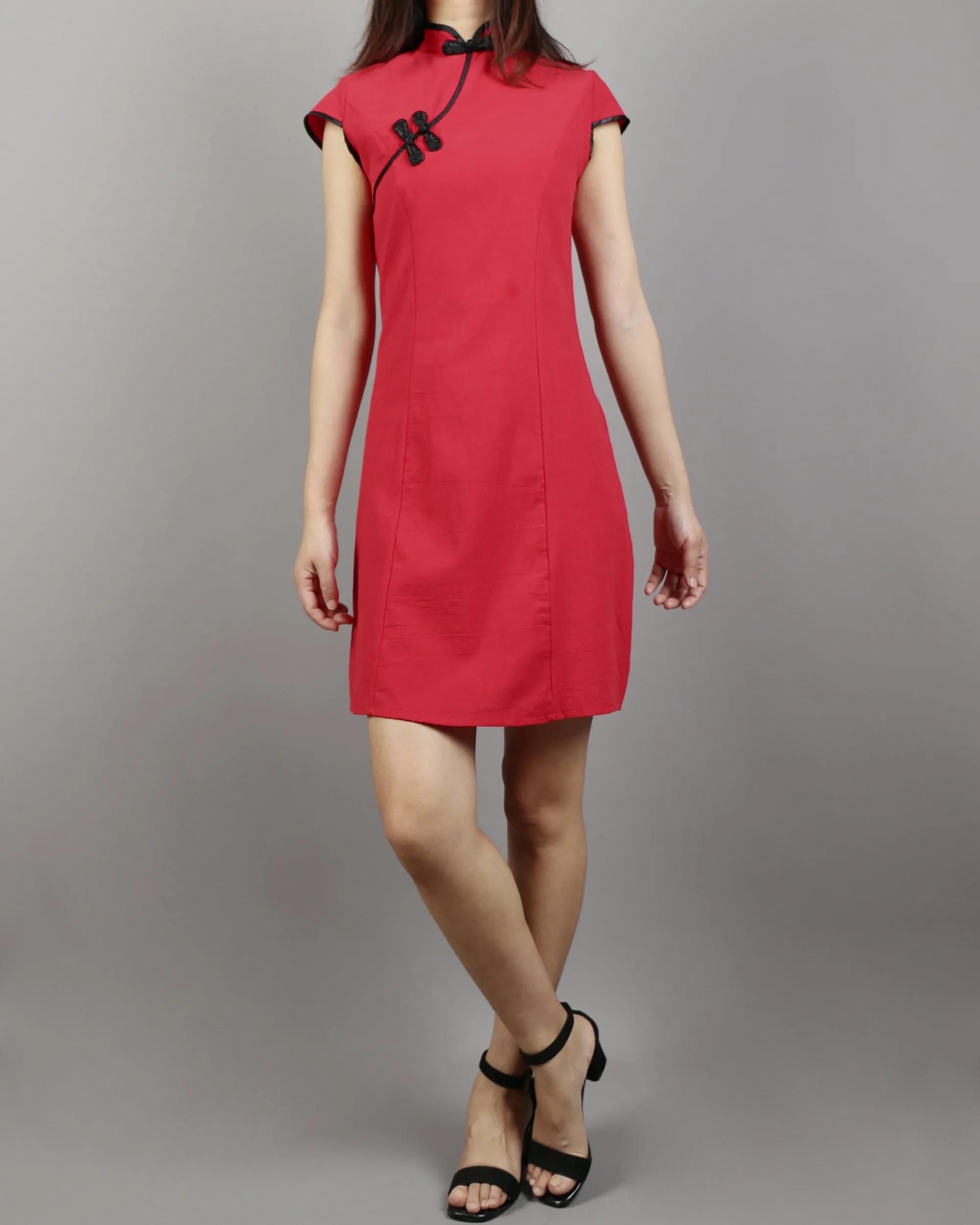 Short sleeve dress, Linen dress, Cheongsam dress, Chinese Vintage dress, Asian style lace dress, Modern Cheongsam, Qipao dress(Q1058)
