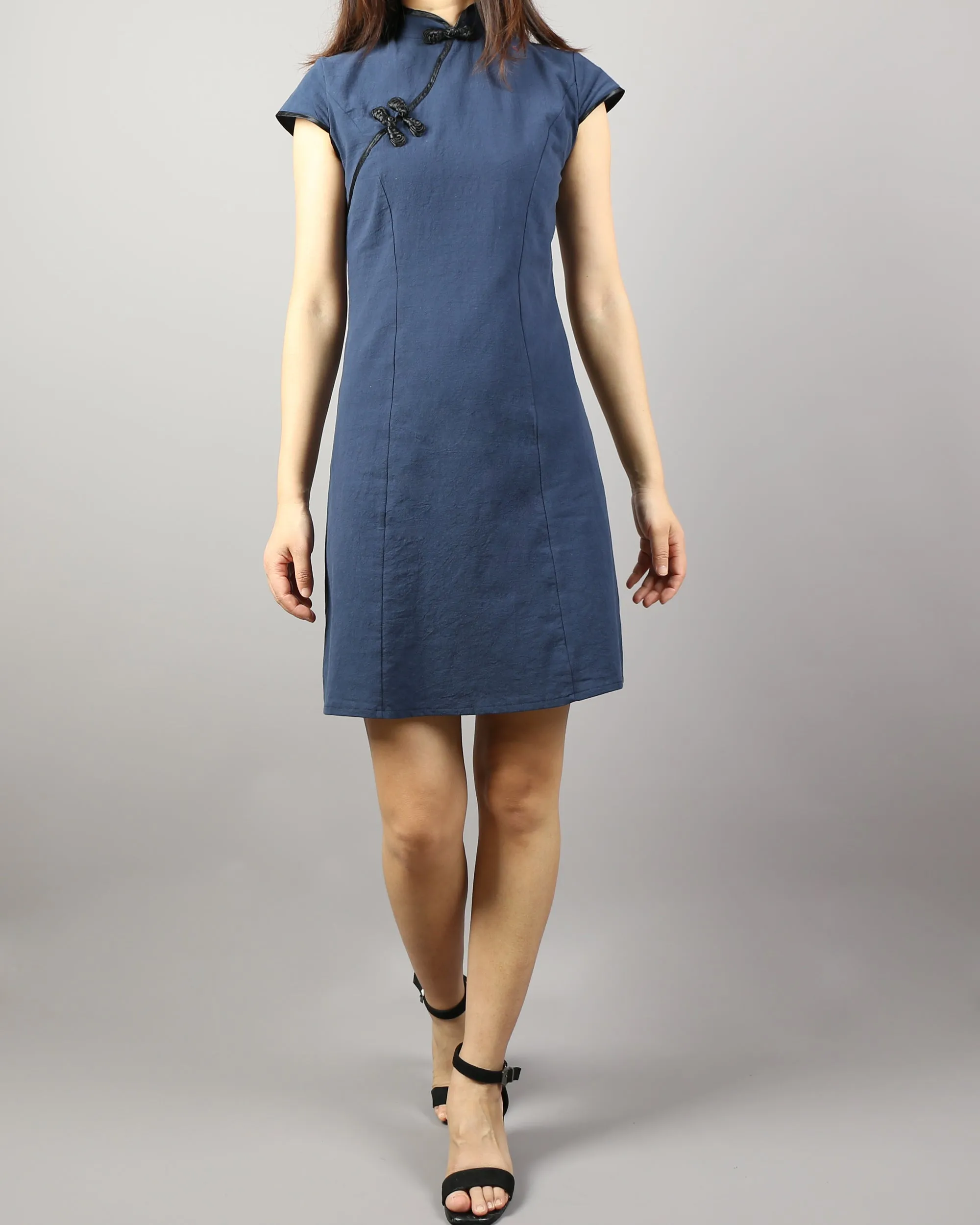 Short sleeve dress, Linen dress, Cheongsam dress, Chinese Vintage dress, Asian style lace dress, Modern Cheongsam, Qipao dress(Q1058)
