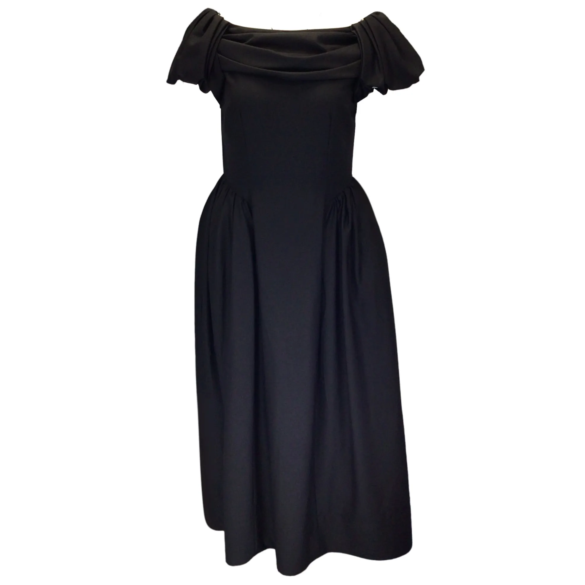 Simone Rocha Black Short Sleeved Wool Midi Dress