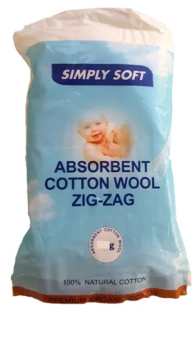 Simply Soft Organic Zig Zag Cotton Wool Roll - 25g