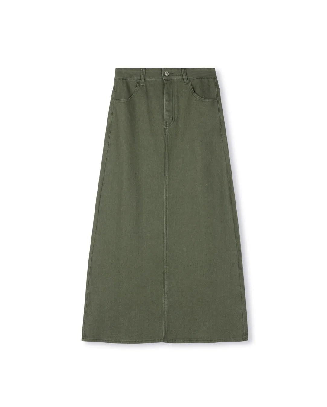 Straight Fly Front Denim Skirt