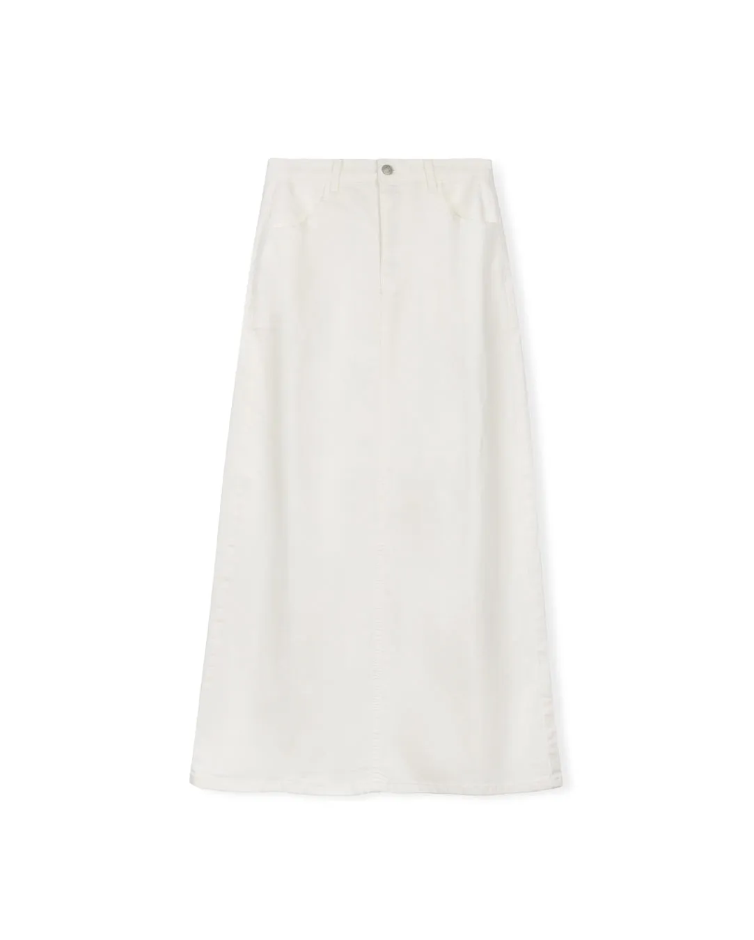 Straight Fly Front Denim Skirt