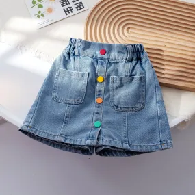 Toddler Girl Denim Button Skirt