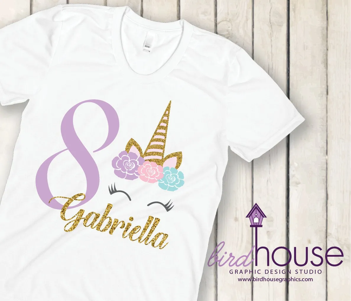 Unicorn Glitter Birthday Shirt