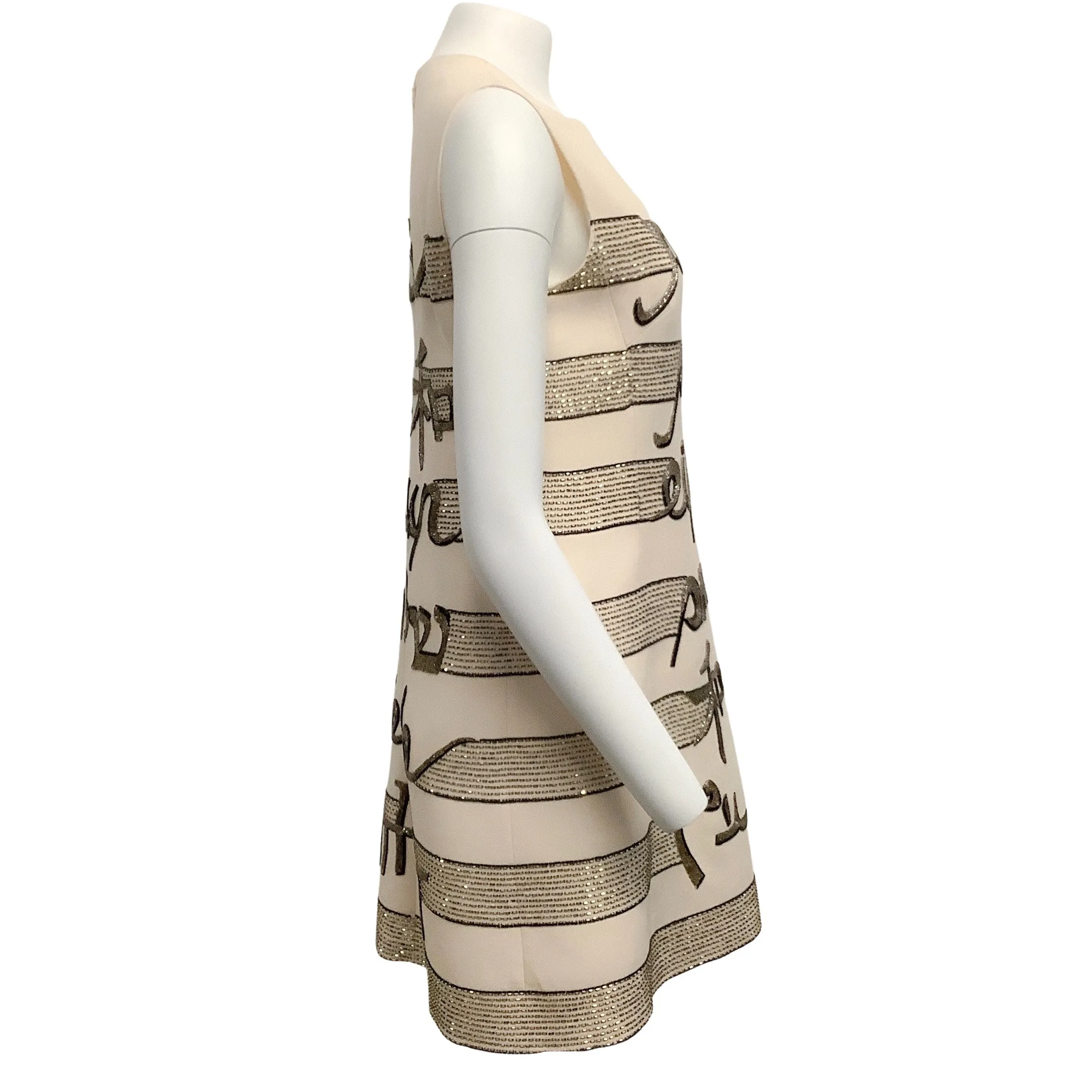 Valentino Cream Wool Sleeveless Peace Dress