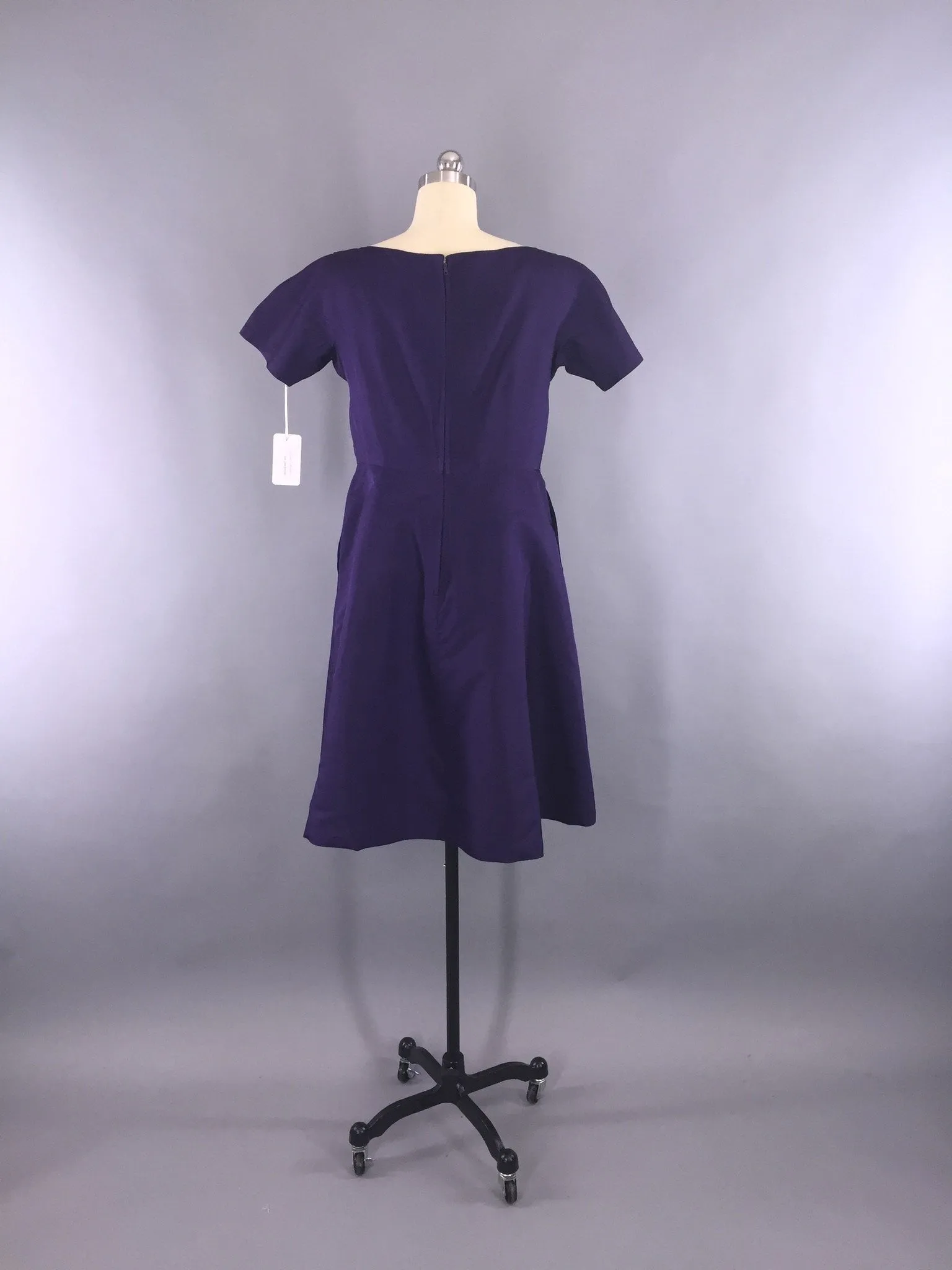 Vintage 1950s Dress / Purple Silk Dress