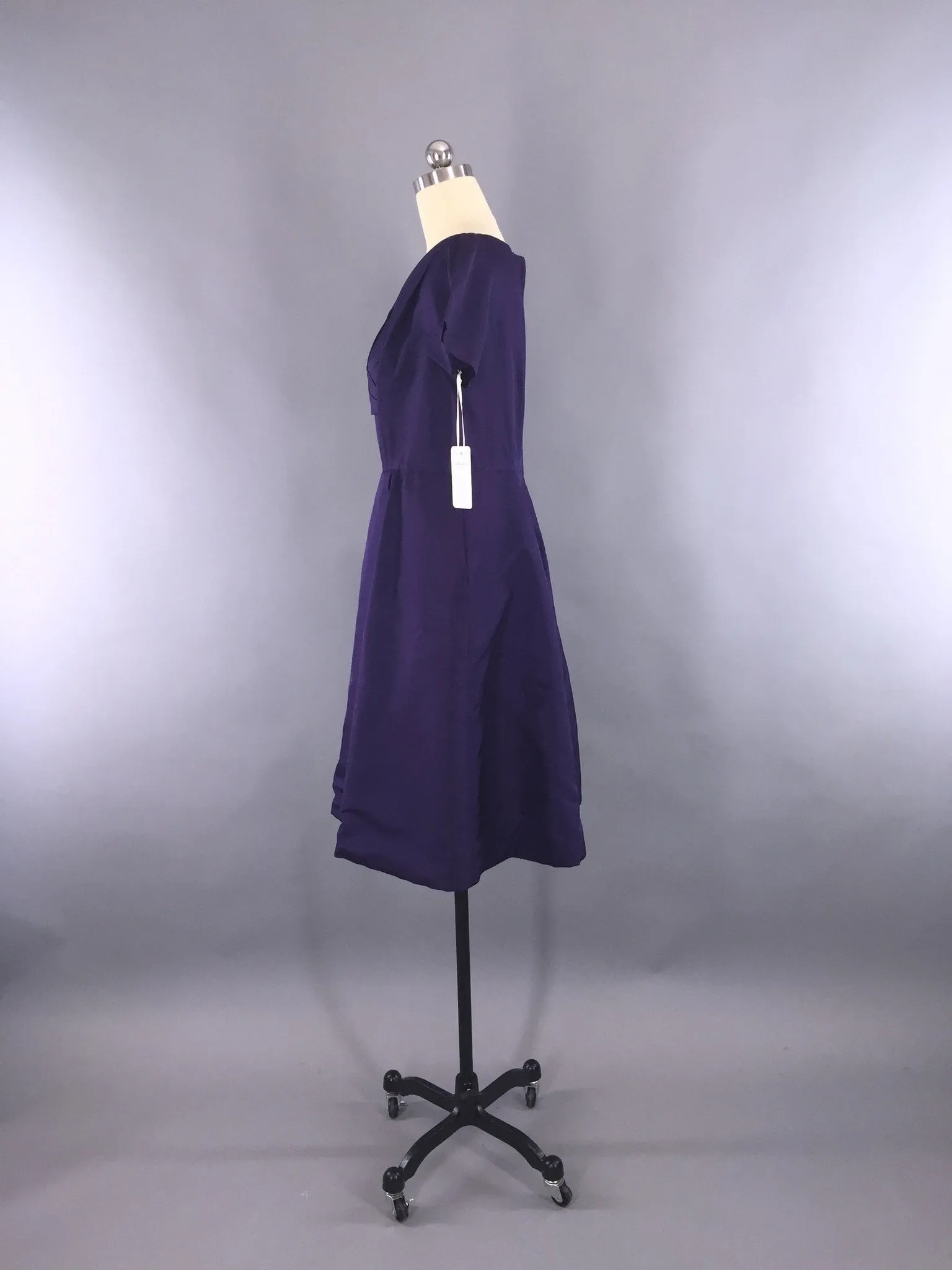 Vintage 1950s Dress / Purple Silk Dress